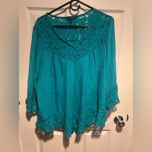 Teal long sleeve women shirt